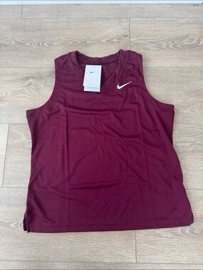 Nike Women's Burgundy Tank Top with White Swoosh lacrosse collection 🥍